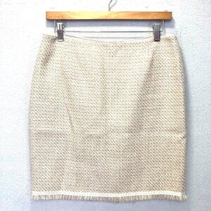 Elie Tahari Lavender Wool Pencil Skirt 6P 6 Petite Cream & Purple Fringe Easter